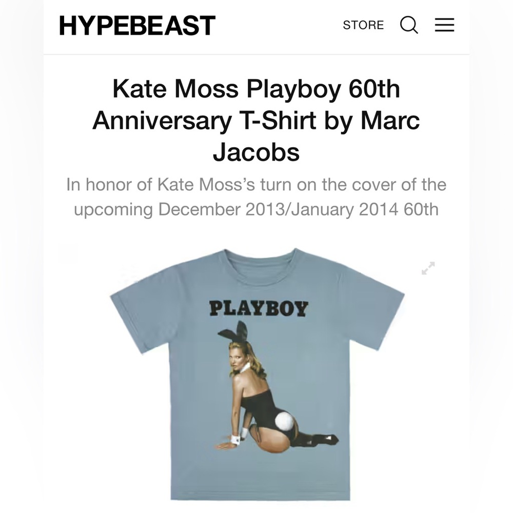 Marc Jacobs x Playboy amfAR Kate Moss Tee, size Medium - Picture 3 of 6